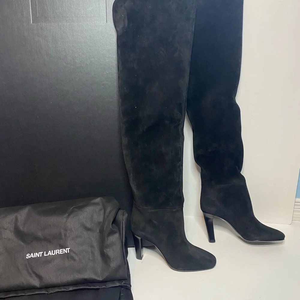 Saint Laurent Over The Knee Black Boots - Picture 2 of 9